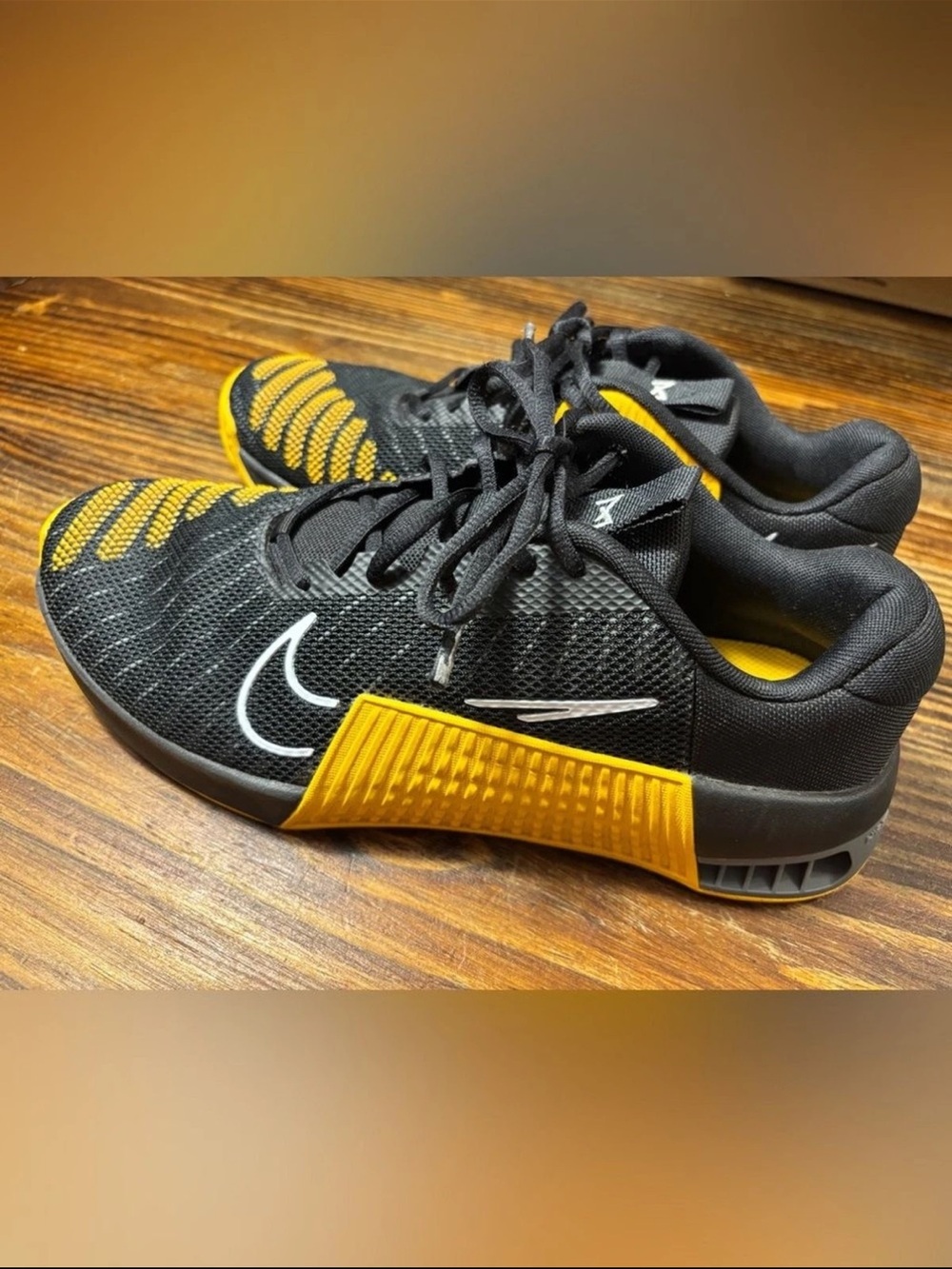Nike Black and Volt Metcon 9 training shoes
